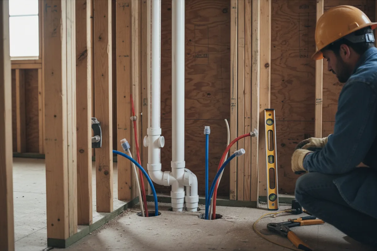 Drain and supply rough-in during Drain Cleaning in New Braintree