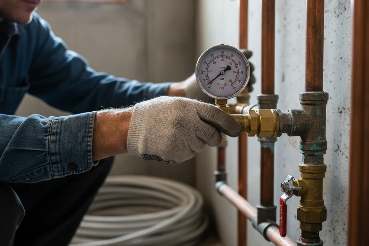 Pressure testing a repaired line during Water Line Repair in New Braintree